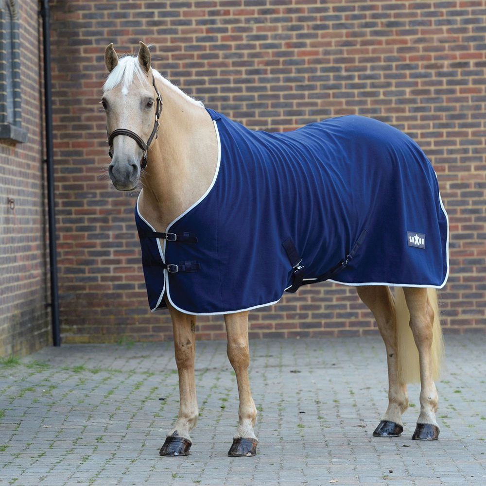 Saxon Trotzen Vlies Standard Hals Pferd Decke 1011728 - Navy / Weiß